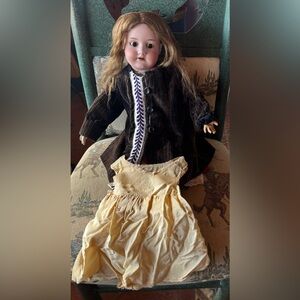 Antique Doll CM Bergmann 1916 size 9 25 Inch Antique 2 Piece Dress Coat Slip!